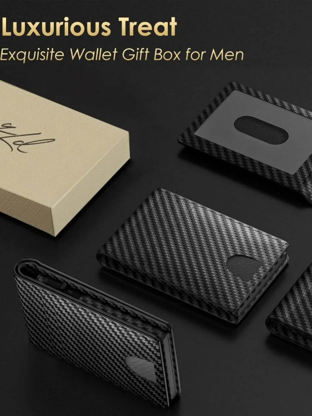 Slim Minimalist Wallet for Men - RFID Blocking, Carbon Fiber Design, 2026